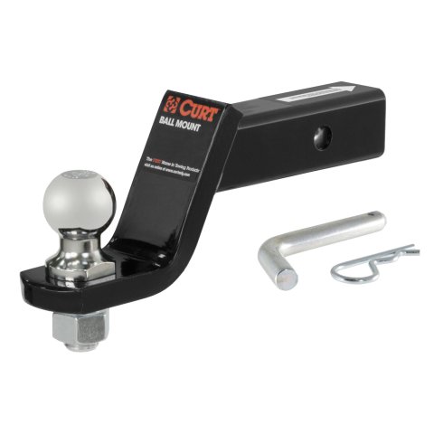 CURT Ready-Tow Ball Mounts 45056 Receiver Hitch Mount, Ready Tow, 2 in. Square, 4 in Drop, 2 in. Rise, 8.25 in. Length, Ball, Pin, Kit