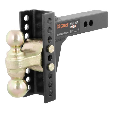 CURT Adjustable Ball Mounts 45900 Receiver Hitch Mount, Adjustable, 2 in. and 2 5/16 in. Size, 2 in. Square Mount, 6 in. Drop, 5-1/4 in. Rise, Steel, Black, Each