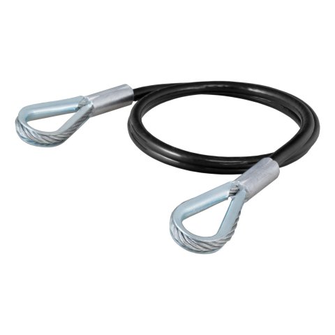 CURT Safety Cables 70007 Cable Assembly, Eyelet Ends, 3/8 in. Diameter Steel Cable, Black Vinyl Coating, 7,500 lbs. Break Force, 36 in. Length, Each