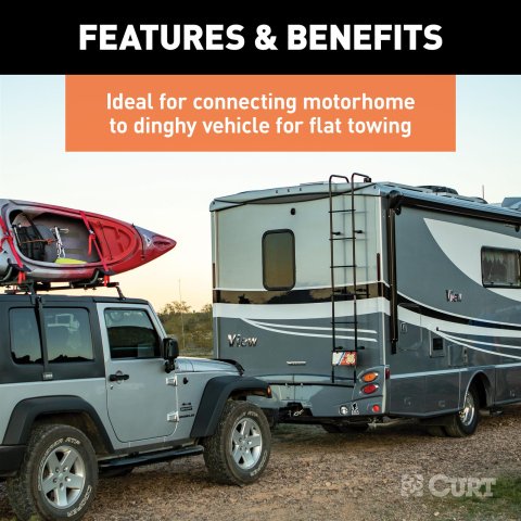 Curt Manufacturing Trailer Wiring Harnesses 57283 RV Electrical Adapter, 8' Dinghy Towing Adapter & Socket (7-Way RV Blade to 6-Way Round Vehicle)