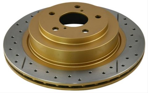DBA Street Series X-Gold Disc Brake Rotors DBA2659X-10 Rotor, X-Gold, Vented, Cross-Drilled and Slotted Surface, Iron, Gold Painted, Subaru, Rear, Each