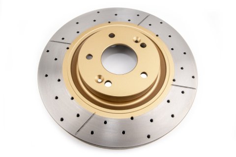 Disc Brakes Australia USA LLC Brake Rotors DBA2472X Street Gold Cross-drilled/slotted KP [ Hyundai i40 17/18'' wheels 2011-> F ]