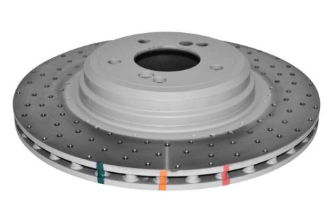 Disc Brakes Australia USA LLC Brake Rotors DBA42281SLVXD 4000 XD Crossdrilled and Dimpled SILVER Paint KP [ BMW 1M E82 11-> R ]