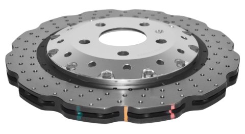 Disc Brakes Australia USA LLC Brake Rotors DBA52835WSLVXD 5000 Fully Assembled 2-piece Clear Anodised Hat Cross Drilled/Dimpled WAVE KP [ Audi RS4-RS5 R ]