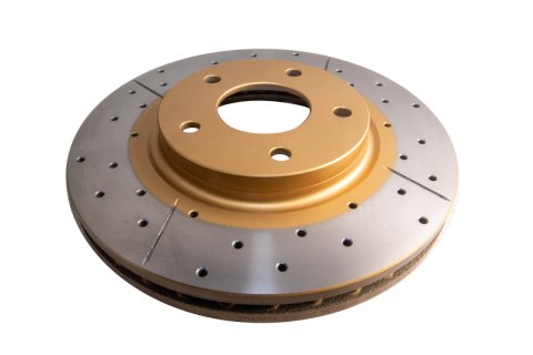 Disc Brakes Australia USA LLC Brake Rotors DBA2327X Street Gold Cross-drilled/slotted KP [ Nissan Elgrand E51 2004 on F ]