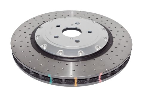 Disc Brakes Australia USA LLC Brake Rotors DBA52788SLVXD 5000 Fully Assembled 2-piece CLEAR Anodised Hat Cross Drilled/Dimpled KP [ Lexus GS-F URL10R & RC-F USC10R V8 09/2014-> F ] Flat rings 52632.1XD