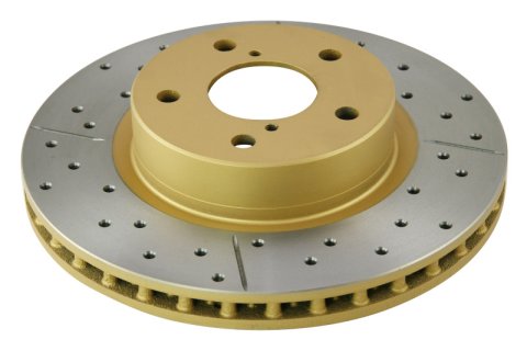 Disc Brakes Australia USA LLC Brake Rotors DBA642X Street Gold Cross-drilled/slotted [ Subaru Liberty/Impreza AWD 93-02 F ]
