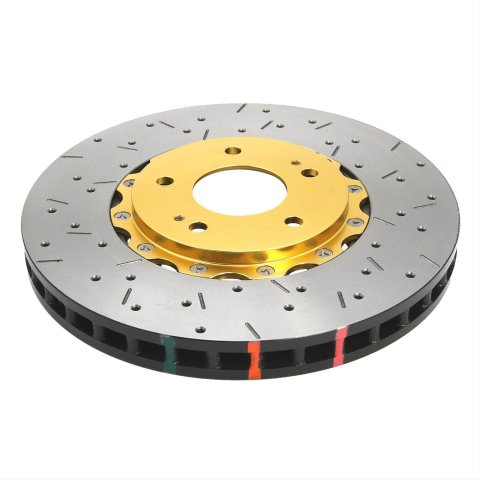 DBA HD Series 5000XS Brake Rotors DBA52604GLDXS Rotor, 5000XS, Vented, Cross-Drilled and Slotted Surface, Iron, Gold Painted, Chevy, Pontiac, Front, Each