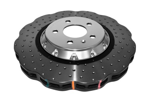 Disc Brakes Australia USA LLC Brake Rotors DBA52832WSLVXD 5000 Fully Assembled 2-piece Clear Anodised Hat Cross Drilled/Dimpled WAVE KP [ Audi S4 S5 Quattro 08-> Q5 Quattro 09-> F ]