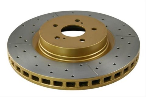 DBA Street Series X-Gold Disc Brake Rotors DBA2650X-10 Rotor, X-Gold, Vented, Cross-Drilled and Slotted Surface, Iron, Gold Painted, Subaru, Front, Each