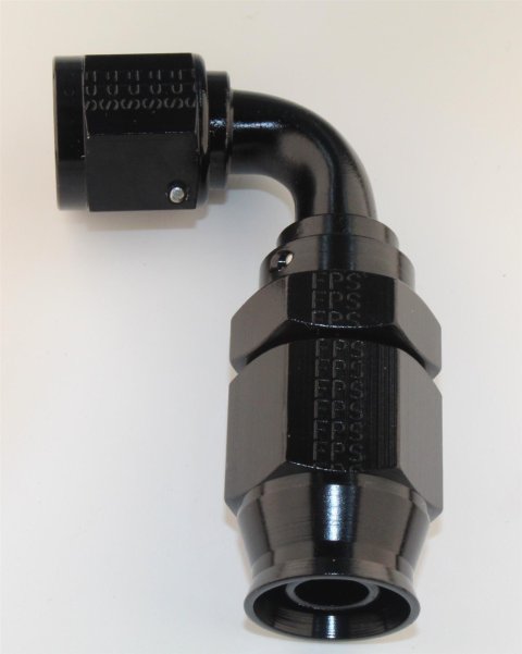 Fragola Performance Systems Race-Rite Reusable PTFE Hose Ends 2509008 Ends, Race-Rite, PTFE, -8 AN, Swivel, 90 Degree, Female Threads, Aluminum, Black Anodized, Each