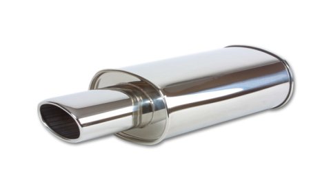 Vibrant Performance StreetPower Universal Mufflers 1034 Muffler, Performance, Oval, Stainless, Polished, 2.5 in. Center Inlet, 4.5 in. Center Outlet, Each
