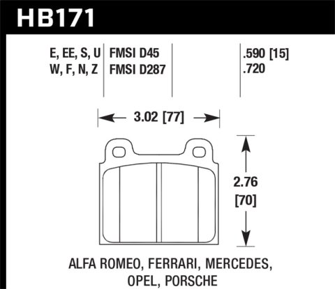 Hawk Performance HT 10 Racing Brake Pads HB171S.590 Pads, Ferro-Carbon, 10, Front, Set