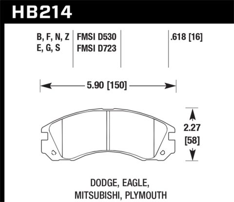 Hawk Performance Blue 9012 Racing Brake Pads HB214E.618 Pads, Ferro-Carbon, 9012, Front, Dodge, Eagle, Mitsubishi, Plymouth, Passenger Car, SUV, Set