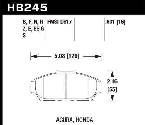 Hawk Performance HT 10 Racing Brake Pads HB245S.631 Pads, Ferro-Carbon, 10, Front, for use on Acura®, Honda®, Set