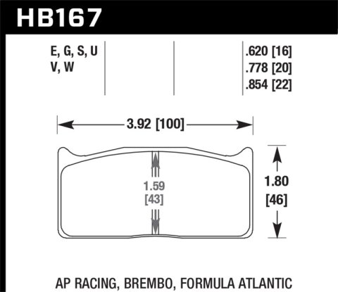 Hawk Performance DTC 70 Brake Pads HB167U.620 Pads, Ferro-Carbon, 70, Universal, Set