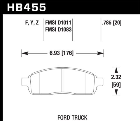 Hawk Performance HPS Brake Pads HB455F.785 Pads, HPS, Front, Ford, Lincoln, Set