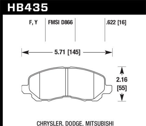 Hawk Performance HPS Brake Pads HB435F.622 Pads, HPS, Front, Chrysler, Dodge, Mitsubishi, Jeep, Set