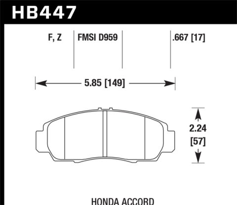 Hawk Performance Ceramic Brake Pads HB447Z.667 Pads, Ceramic, Front, for use on Honda®, Set