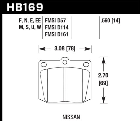 Hawk Performance DTC 30 Brake Pads HB169W.560 Pads, 30, Ferro-Carbon, Front, for Nissan, Toyota, Set