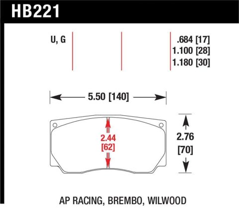 Hawk Performance Brake Pads HB221G1.18 DTC-60 Pads, Alcon AP Racing Brembo Wilwood