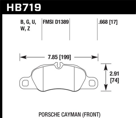 Hawk Performance DTC 30 Brake Pads HB719W.668 Disc Pad 2014 Porche Cayman (FR)