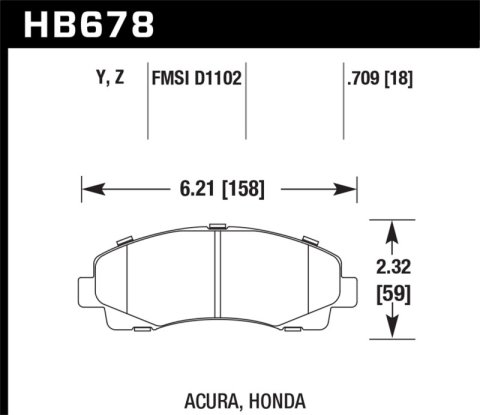 Hawk Performance Ceramic Brake Pads HB678Z.709 Pads, Ceramic, Front, for use on Acura®, Honda®, Set