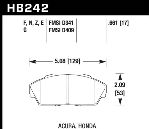 Hawk Performance Ceramic Brake Pads HB242Z.661 Pads, Ceramic, Front, for use on Acura®, Honda®, Set