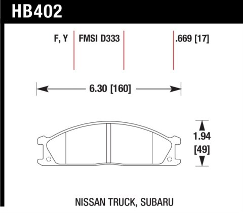 Hawk Performance HPS Brake Pads HB402F.669 Pads, HPS, HPS, Front, for Nissan, Set