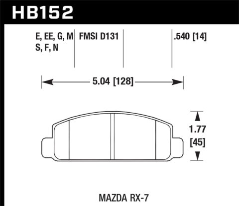 Hawk Performance Black Racing Brake Pads HB152M.540 Pads, Ferro-Carbon, Black, Front, Mazda, Cosmo, RX-7, Set