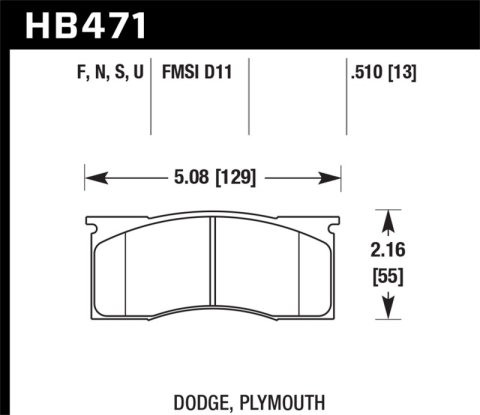 Hawk Performance HP Plus Brake Pads HB471N.510 Pads, Plus, Front, Dodge, Plymouth, Set