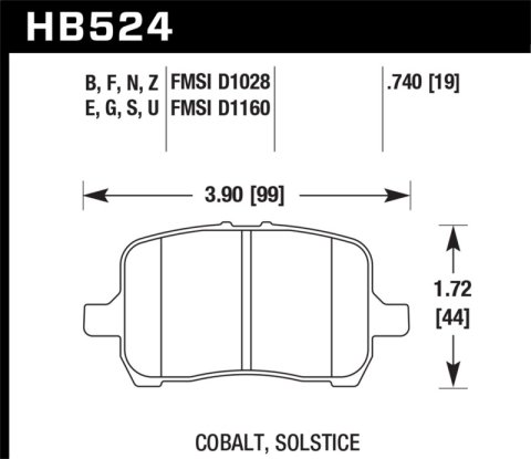 Hawk Performance Ceramic Brake Pads HB524Z.740 Pads, Ceramic, Front, Chevy, Pontiac, Saturn, Set