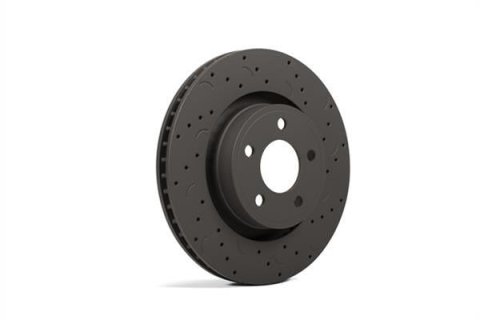 Hawk Performance Talon Brake Rotors HTC4990 Rotor, Talon, Vented, Cross-Drilled and Slotted Surface, Iron, Gray Geomet Coated, Hyundai, Kia, Front, Pair