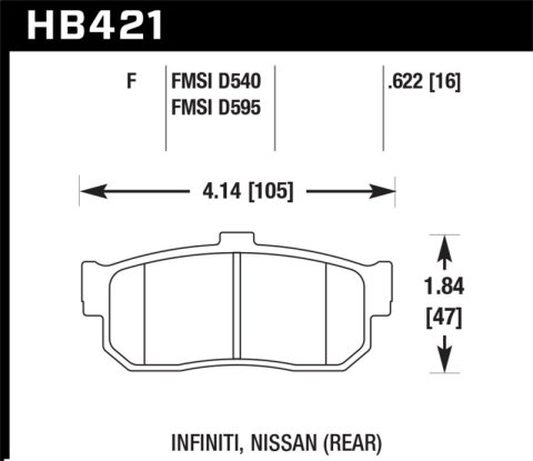 Hawk Performance HPS Brake Pads HB421F.622 Pads, HPS, Front, Infiniti, for Nissan, Set