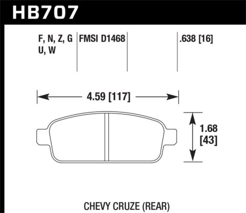Hawk Performance Ceramic Brake Pads HB707Z.638 Pads, Ceramic, Rear, Chevy, Set