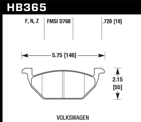 Hawk Performance Ceramic Brake Pads HB365Z.728 Pads, Ceramic, Front, Volkswagen, Set