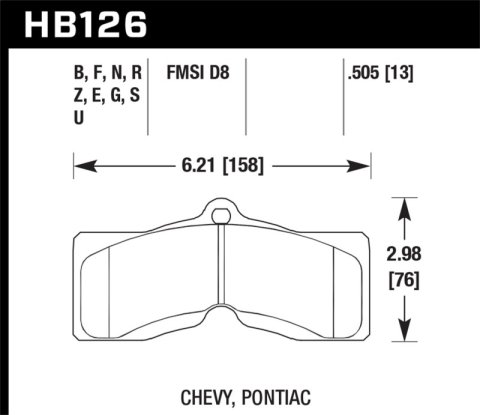 Hawk Performance Blue 9012 Racing Brake Pads HB126E.505 Pads, Ferro-Carbon, 9012, Rear, Chevy, Pontiac, Set