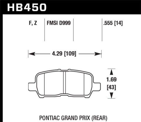 Hawk Performance HPS Brake Pads HB450F.555 Pads, HPS, Rear, Buick, Pontiac, Set