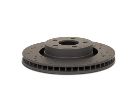 Hawk Performance Talon Brake Rotors HTC4665 Rotor, Talon, Solid, Cross-Drilled and Slotted Surface, Iron, Gray Geomet Coated, Volkswagen, Rear, Pair