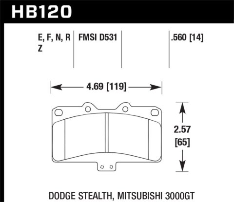 Hawk Performance Blue 9012 Racing Brake Pads HB120E.560 Pads, Ferro-Carbon, 9012, Front, Dodge, Mitsubishi, Stealth, 3000GT, Set