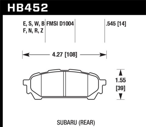 Hawk Performance Blue 9012 Racing Brake Pads HB452E.545 Pads, Ferro-Carbon, 9012, Rear, Saab, Subaru, Set