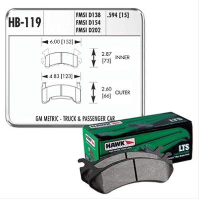 Hawk Performance LTS Brake Pads HB119Y.594 Pads, Ferro-Carbon, LTS, Buick, Cadillac, Chevy, Oldsmobile, Pontiac, GMC, Avanti, Set