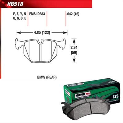 Hawk Performance LTS Brake Pads HB518Y.642 Pads, LTS, Rear, Ferro-carbon, BMW, Land Rover, Set