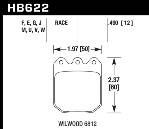 Hawk Performance Brake Pads HB622M.550 Black Wilwood DLS 6813