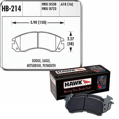 Hawk Performance HT 10 Racing Brake Pads HB214S.618 Pads, Ferro-Carbon, 10, Front, Eagle, Mitsubishi, Dodge, Plymouth, Passenger Car, SUV, Set