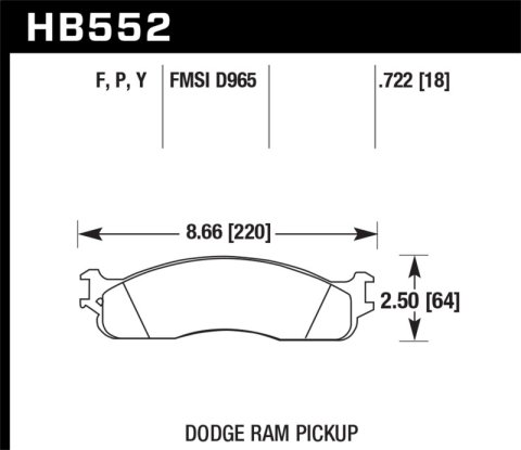 Hawk Performance LTS Brake Pads HB552Y.722 Pads, LTS, Ferro-Carbon, Front, Dodge, Ram Pickup, Set