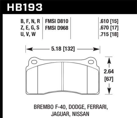 Hawk Performance HT 14 Racing Brake Pads HB193V.670 Pads, Ferro-Carbon, 14, Front, Set