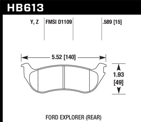 Hawk Performance Ceramic Brake Pads HB613Z.589 Pads, Ceramic, Rear, Ford, Mercury, Pickup, SUV, Set