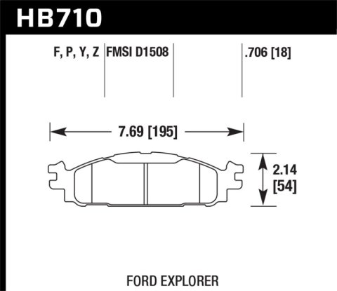 Hawk Performance HPS Brake Pads HB710F.706 Pads, Ferro-Carbon, HPS, Front Axle, 0.706 in. Pad Thickness, Ford, Lincoln, Performance, Set