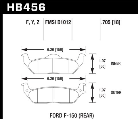 Hawk Performance LTS Brake Pads HB456Y.705 Pads, LTS, Rear, Ford, Lincoln, Pickup, Set